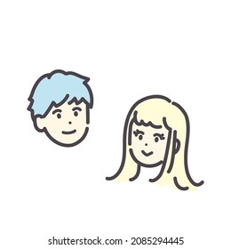 Simple ilustración de un joven y una mujer. vector.