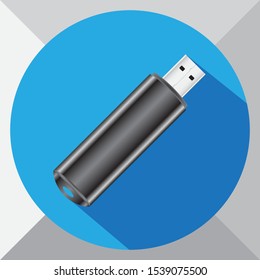 Simple icon with the image of a flash drive. Vector drawing.
