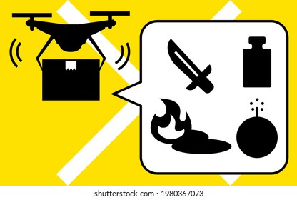 A Simple Icon Indicating Drone Regulations And Prohibition Of Dangerous Goods Transportation