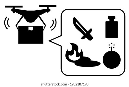 A Simple Icon Indicating Drone Regulations And Prohibition Of Dangerous Goods Transportation