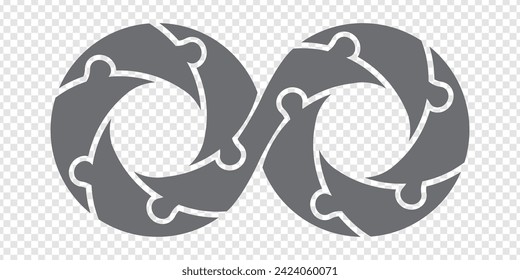 Simple icon Infinity puzzle in gray. Infinity puzzle of  nine pieces on transparent background. Flat design.  EPS10.