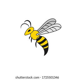 Simple icon insect bee, wasp. Side view. Colorful vector illustration on white background