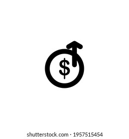 Simple Icon Investment Increase Graph Vector Illustration Design. Outline Style, Black Solid Color.