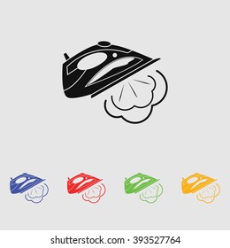 Simple icon iron with steam.