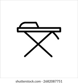 Simple icon of an ironing board with crossed legs for household chores and laundry room