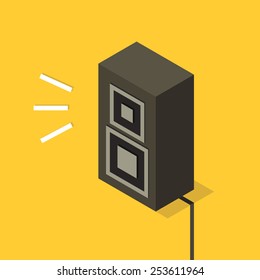 simple icon of isometric audio speaker playing sound