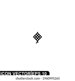 Simple Icon Ketupat Vector Illustration Design. Outline Style, Black Solid Color.