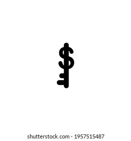Simple Icon Key Money Vector Illustration Design. Outline Style, Black Solid Color.