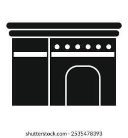 Simple icon of a kitchen stove with an oven in a minimalist design