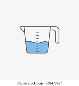 Simple icon of kitchenware measuring cup in flat style. Vector illustration
