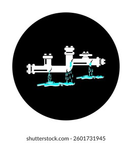 simple icon of leaking water pipe