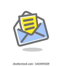 Simple icon letter in an envelope. Mail icon. Vector illustration.. Bright, colored sign on a white background. Vector icons collection