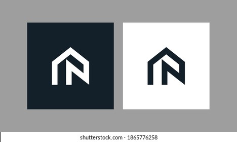 Simple icon, Letter A N, Real estate, house, building construction Logo design vector template sign and symbol for business company.