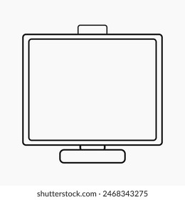 simple icon line art of computer monitor  isolated on white backround