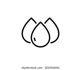 Simple icon in line art style of clean droplet of rain or raindrop. Drop of water isolated on white background. Symbol of precipitation and humidity. Linear flat contoured vector illustration.