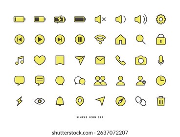 Simple icon line art yellow set , pictogram