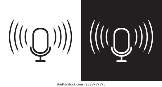 Simple  icon line of Microphone, Web design icon. Voice vector icon, Record. Microphone illustration. recording Studio Symbol. Retro microphone icon vector with effect.