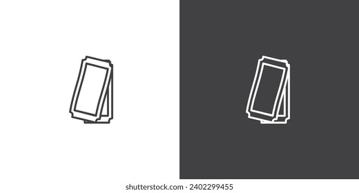 Simple Icon line of ticket cinema movies vector. Movie elements. Simple Cinema movie signs. Isolated Cinema movie on black and white background.