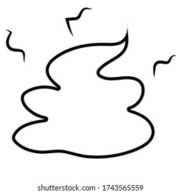 Einfaches Symbol einer Linearansicht 
Ausscheidung mit einem Geruch auf weißem Hintergrund. Die Verschwendung von Lebewesen. Stock Illustration für Symbol, Logo, Design Element.