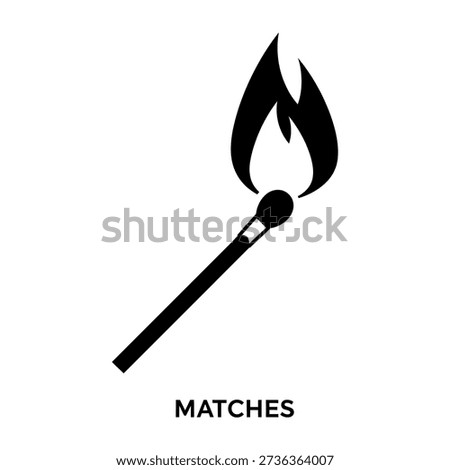 A simple icon of a lit matchstick with a flame represents ignition, fire starting, and a spark.
