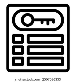Simple icon of a login form with a key, representing the concept of online security