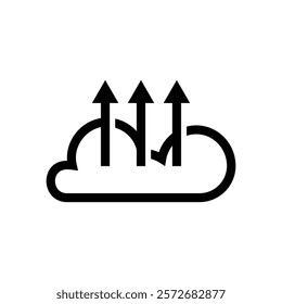 simple icon or logo of cloud triple up arrow