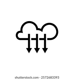 simple icon or logo of cloud triple down arrow