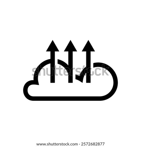 simple icon or logo of cloud triple up arrow