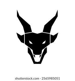 Simple icon and logo dragon head in black colour for print and tamplate