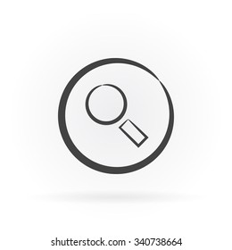 Simple icon of magnifier in circle with shadow.