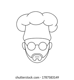 Simple Icon of Male Chef With Beard Wearing Round Glasses