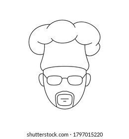 Simple Icon of Male Chef With Goatee Wearing Square Glasses
