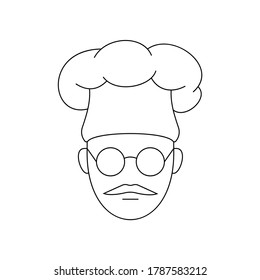 Simple Icon of Male Chef With Mustache Wearing Round Glasses