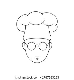 Simple Icon of Male Chef With Soul Patch Wearing Round Glasses