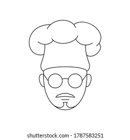 Simple Icon of Male Chef With Van Dyke Beard Wearing Round Glasses