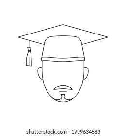 Simple Icon of Male College Student With Van Dyke Beard