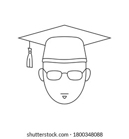 Simple Icon of Male College Student With Soul Patch Wearing Square Glasses