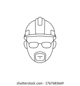Simple Icon of Male Engineer With Goatee Wearing Square Glasses