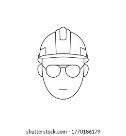 Simple Icon of Male Engineer Wearing Sunglasses