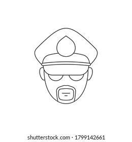 Simple Icon of Male Police Officer With Goatee Wearing Sunglasses