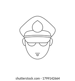 Simple Icon of Male Police Officer With Soul Patch Wearing Sunglasses