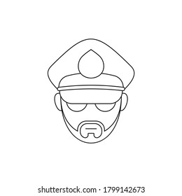 Simple Icon of Male Police Officer With Beard Wearing Sunglasses