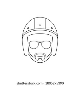 Simple Icon of Male Scooter Rider With Beard Wearing Sunglasses