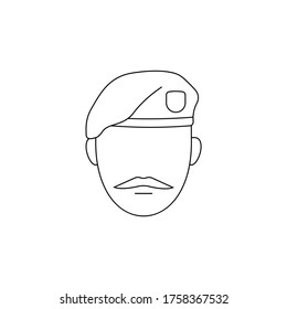 Simple Icon of Male Soldier With Mustache