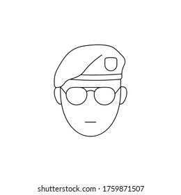 Simple Icon of Male Soldier Wearing Sunglasses