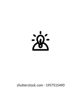 Simple Icon Man Idea Vector Illustration Design. Outline Style, Black Solid Color.