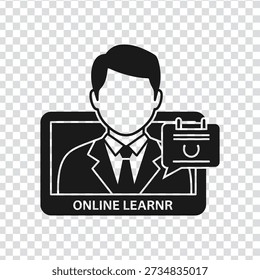 Un icono simple de un hombre en traje que sostiene un certificado para propósitos de aprendizaje o educación en línea