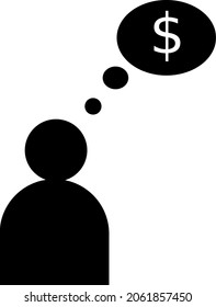 Simple icon of a man thinking about business