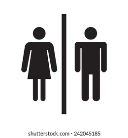 A simple icon of man and woman on a white background.