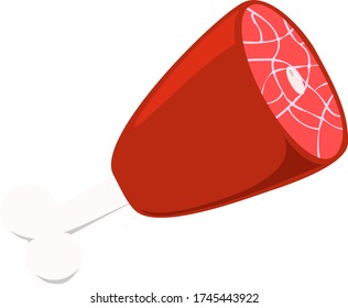 Simple icon with marble ham streaked with fat on the bone